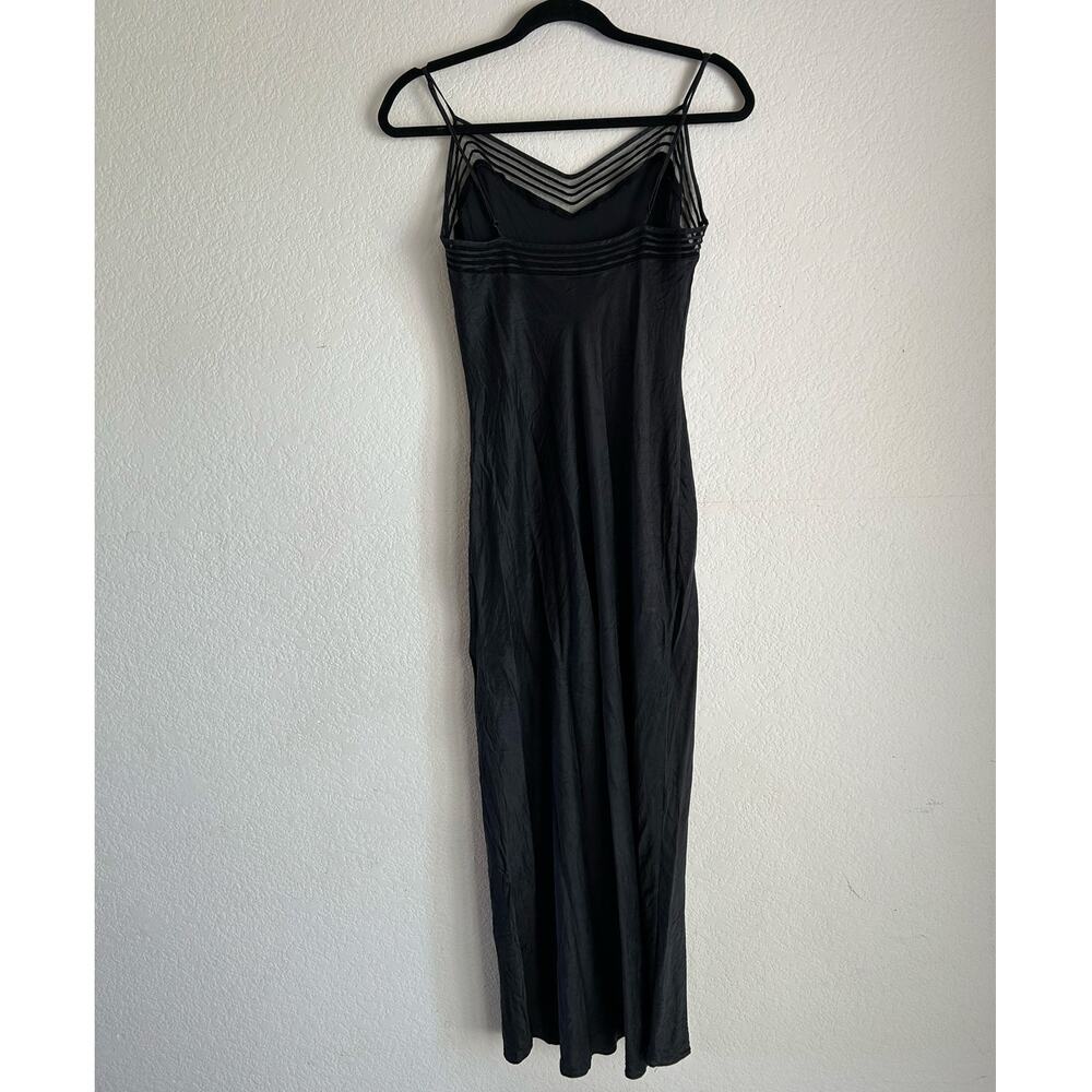Victorias Secret Vintage Y2K Silk Black Maxi Mesh Neckline Dress Size Medium - Picture 2 of 11